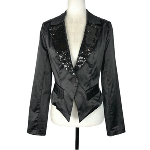 Candie's black sequin tuxedo jacket